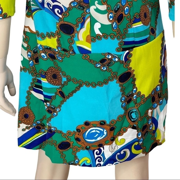 Sangria Size 6 Colourful Abstract 3/4 Sleeve Knee Length Business Dress … - Picture 7 of 16